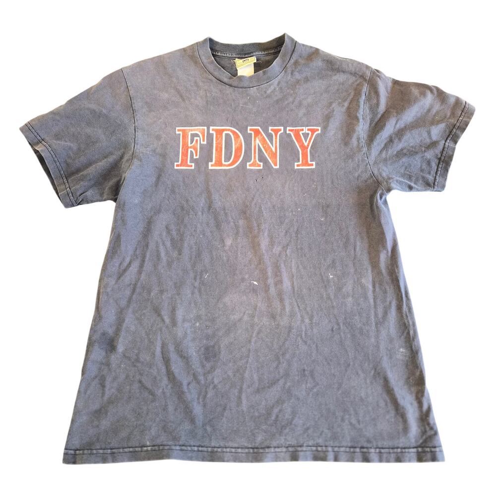 Vintage Lee FDNY Keep Back 200 Feet Thrashed Distressed Sun Faded Tee Shirt M
